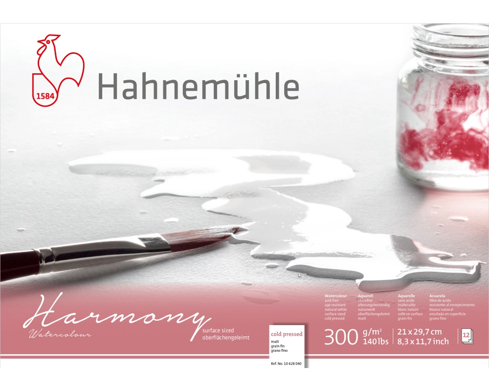 HAHNEMÜHLE Aquarellblock Harmony A4 10628040 weiss matt, 300g 12 Blatt
