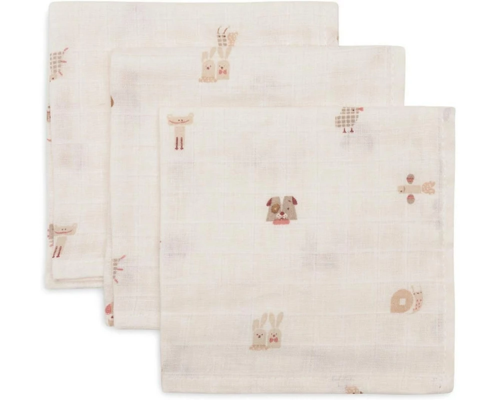 Jollein Mulltuch Hydrophil Animal Friends 3er, 31 cm x 31 cm