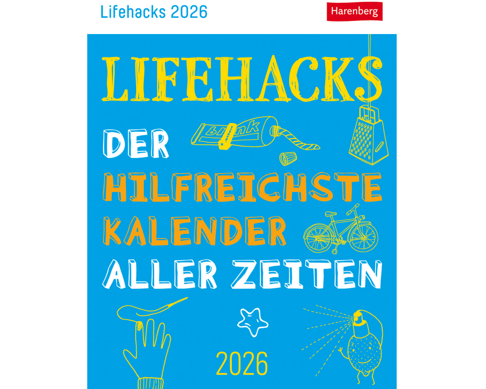 HARENBERG Abreisskalender 2026 3309949+26 Lifehacks DE 11x14cm