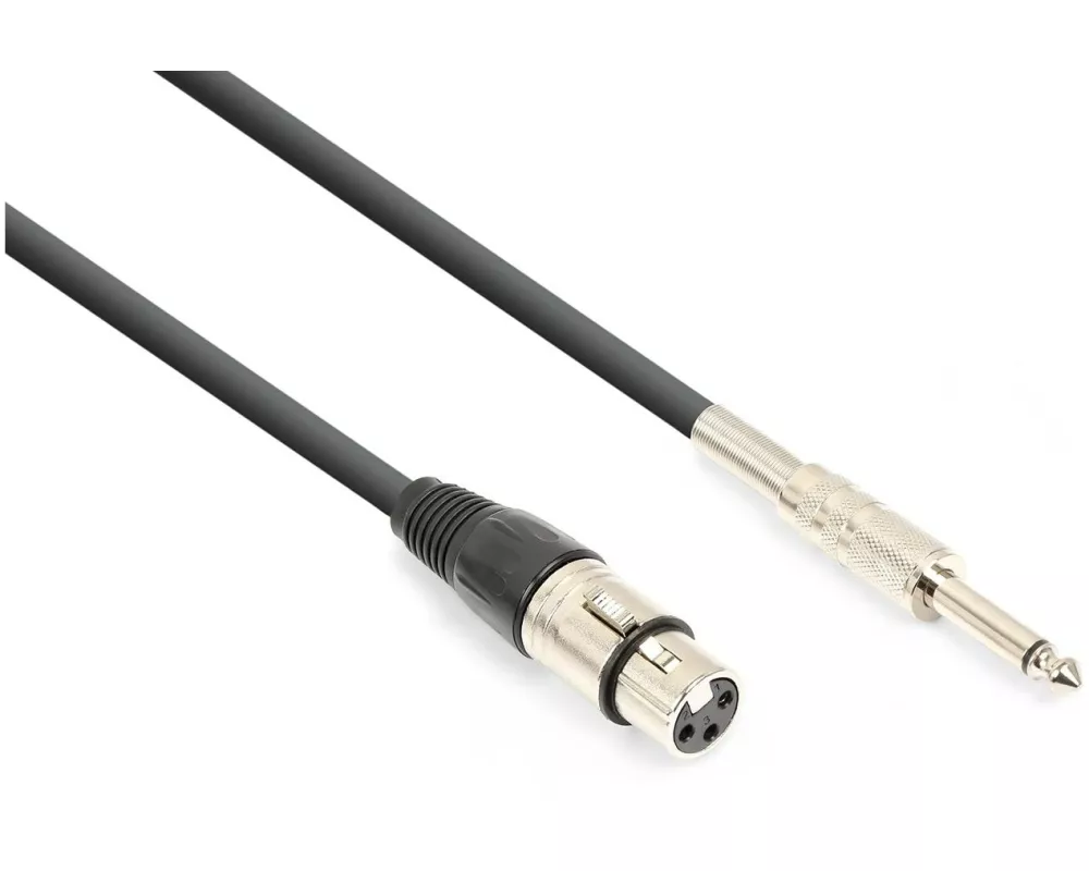 Vonyx XLR-Kabel XLRf-Klinke 6.3 6 m, Schwarz