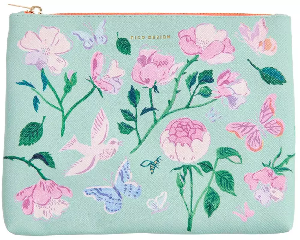 Rico Design Etui La Vie en Rose 20 x 15 cm, Rosa/Türkis