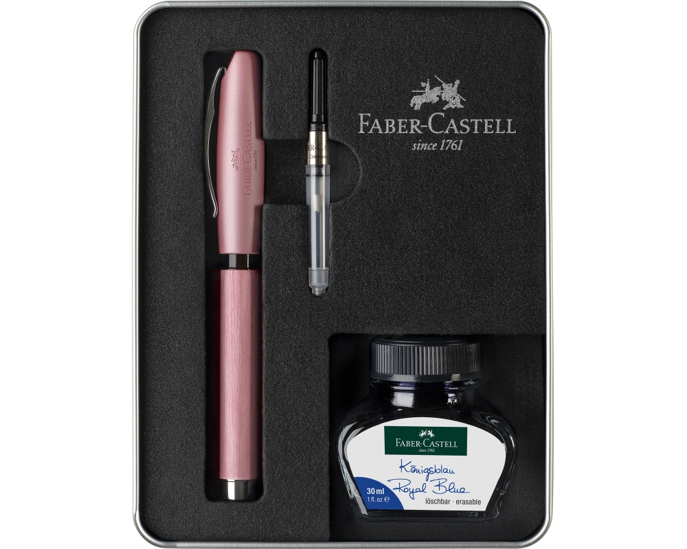 FABER-CASTELL Geschenkset Essentio M 149626 rosé, mit Tintenfass