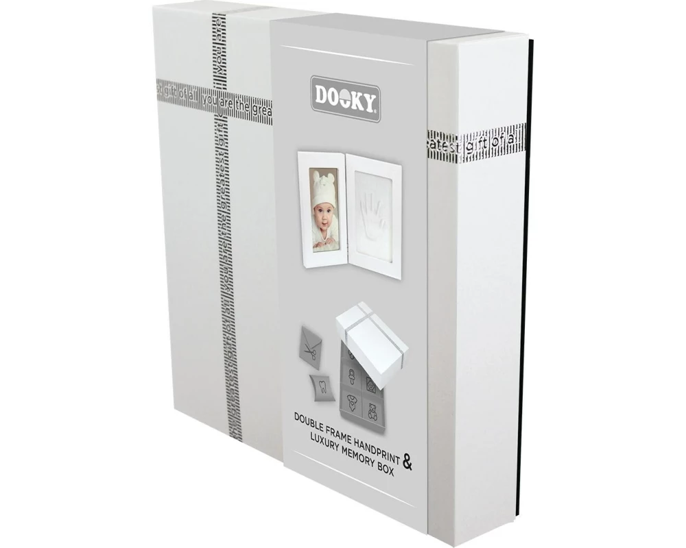 Dooky Handabdruck-Doppelrahmen und Erinnerungsbox Weiss