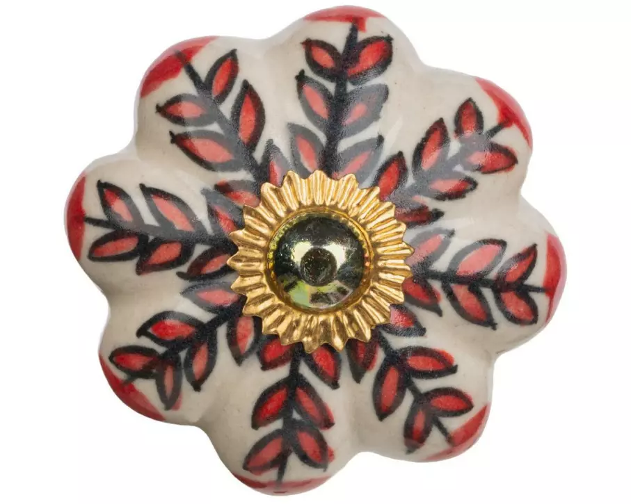 Tranquillo Möbelgriff handgemacht, Ø 4.5 cm, Weiss/Gold