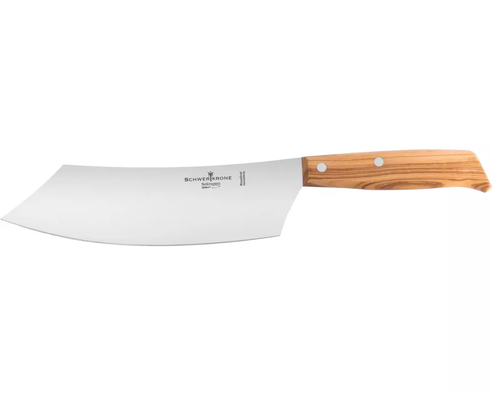 Schwertkrone BBQ Messer Grillmesser Olivenholz - 22 cm Silber/Braun