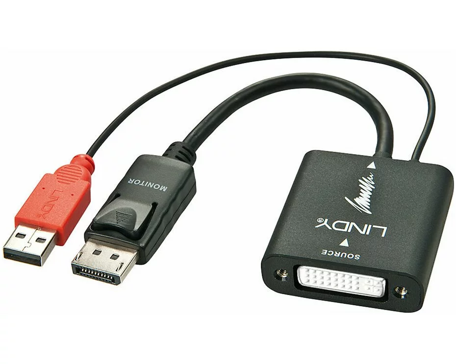 LINDY Video Adapter, DVI-DP F-M, black, undirectional