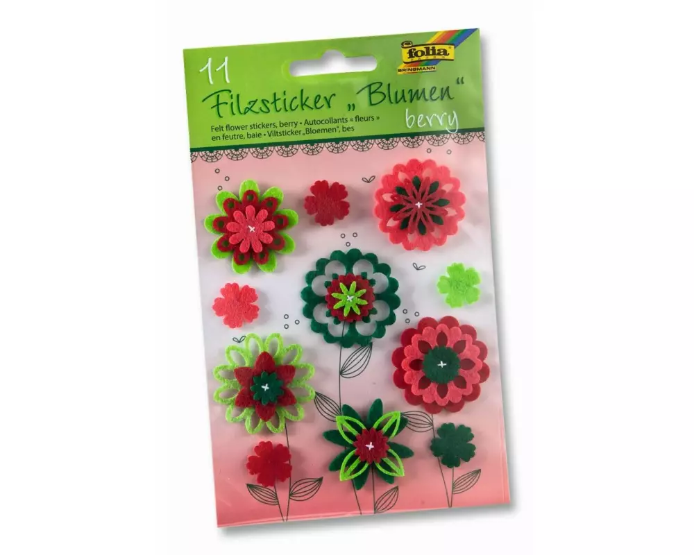 Folia Motivsticker Blumen Berry Grün/Rot 11 Stück