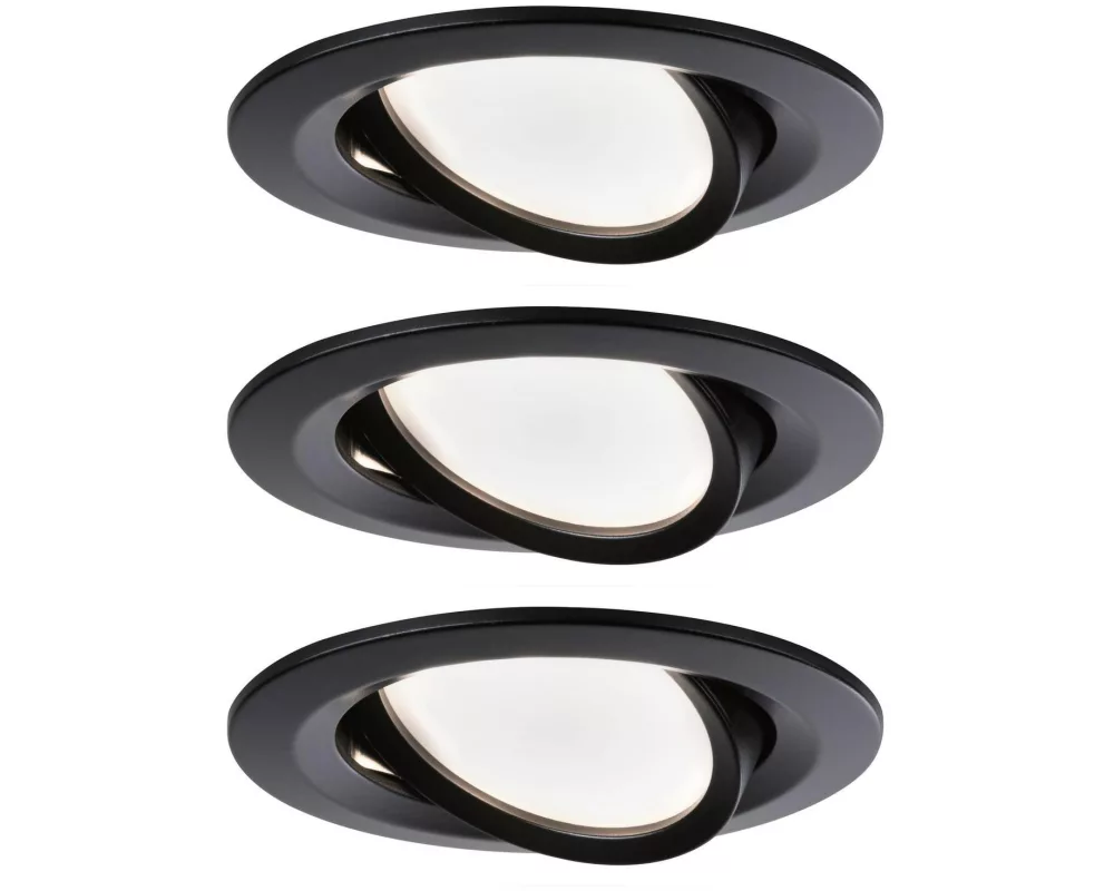 Paulmann Einbauspot Nova Coin Set, 3 x 6 W, 2700 K, Schwarz