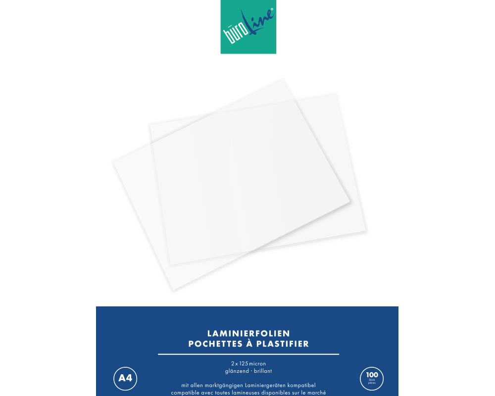 BÜROLINE Laminiertasche A4 47160000 glanz, 125my 100 Stück
