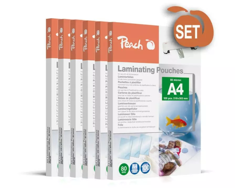 Peach Laminierfolie A4, 80 Mikron, 600 Stück, Glänzend