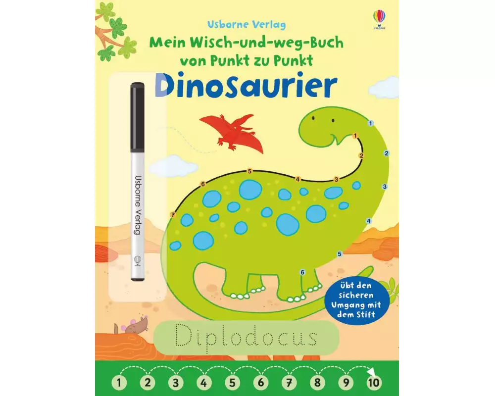 Mein Wisch-und-weg-Buch von Punkt zu Punkt: Dinosaurier