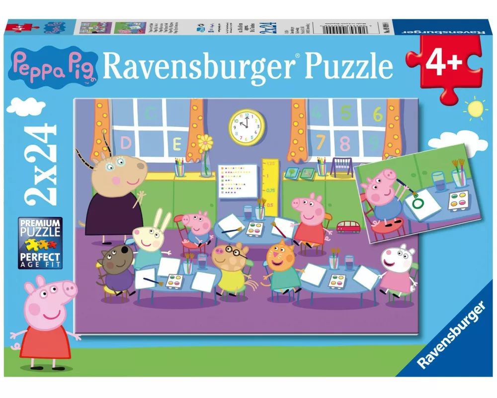 Kinderpuzzle 2x24 Teile - Peppa Wutz - Peppa in der Schule