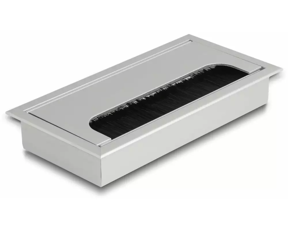Delock Einbaurahmen für Tisch mit Bürste 160x80x28mm, Silber