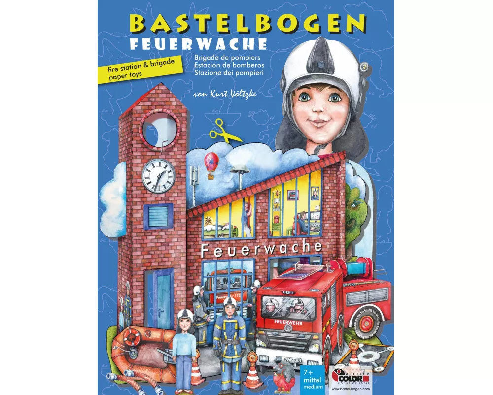 Feuerwache Bastelbogen mit Feuerwehr