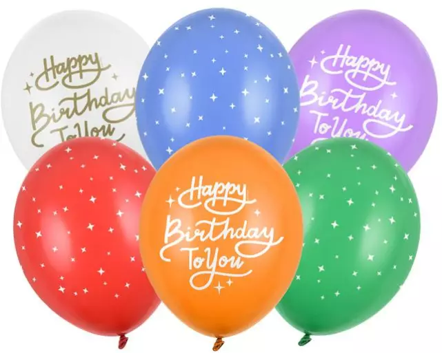 Partydeco Happy Birthday To You, 6er-Set farbig, 30 cm