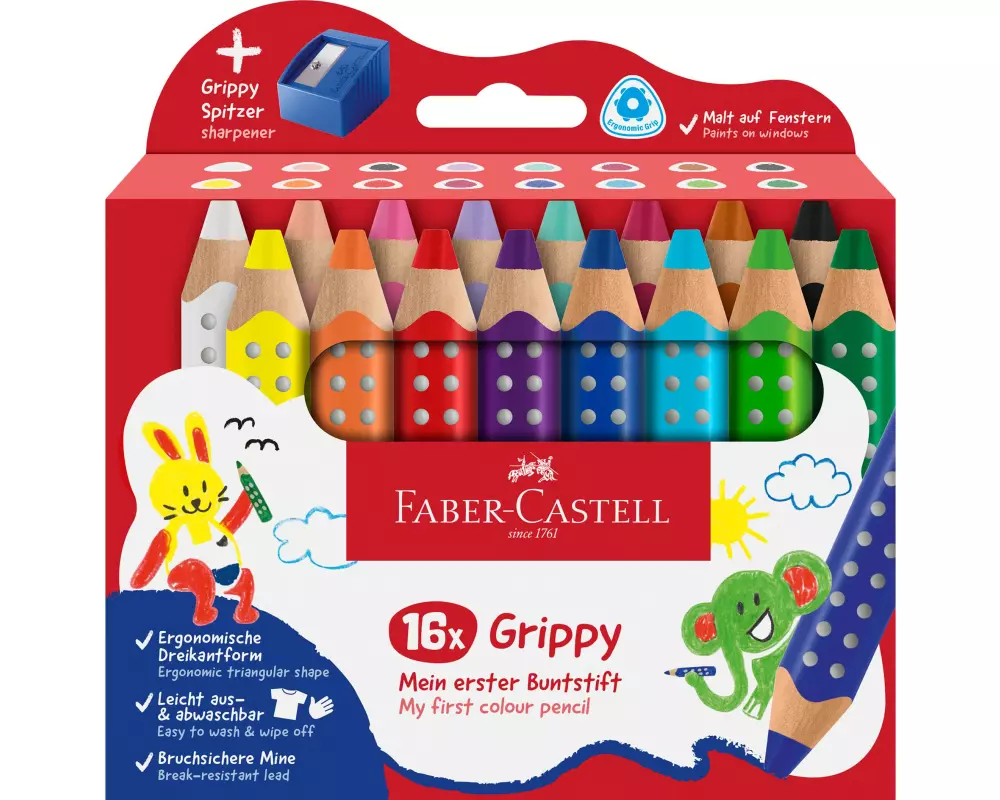 Faber-Castell Farbstifte Grippy inkl. Spitzer 16er Set