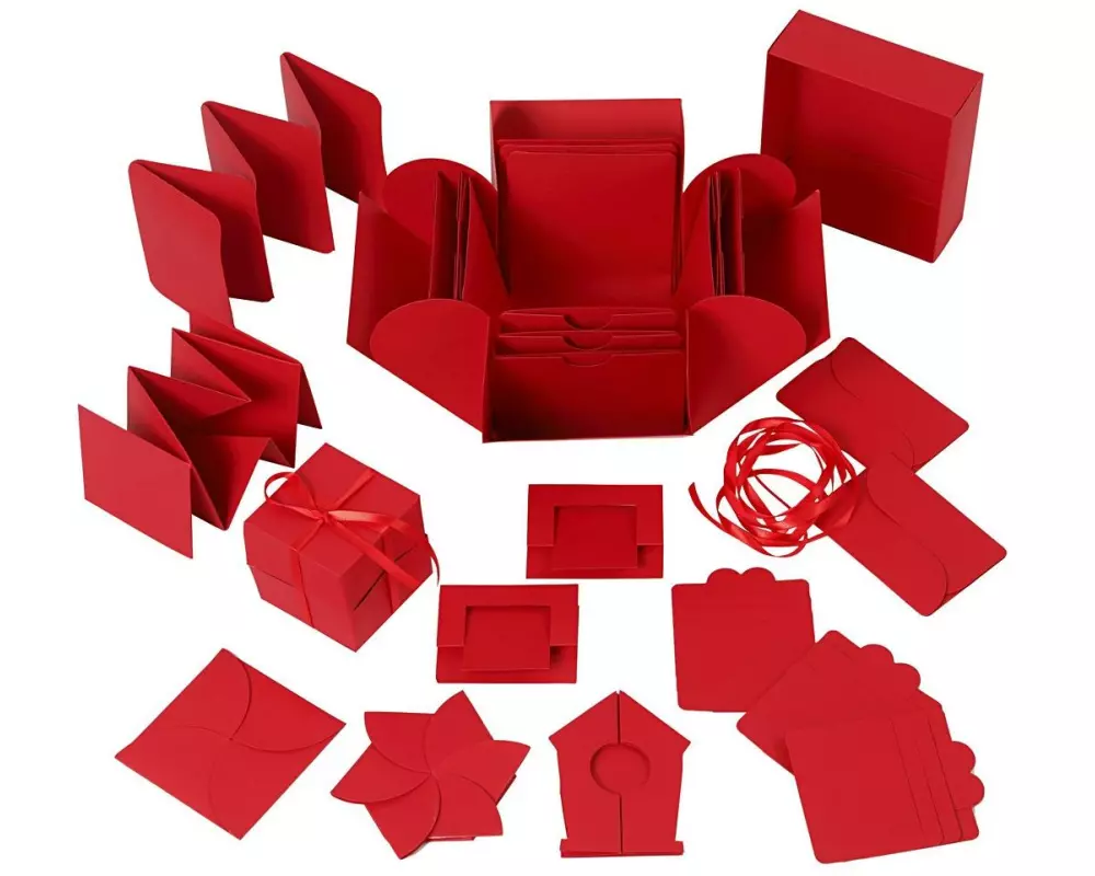 Creativ Company Geschenkbox Explosionsbox Rot, 12 x 12 x 12 cm