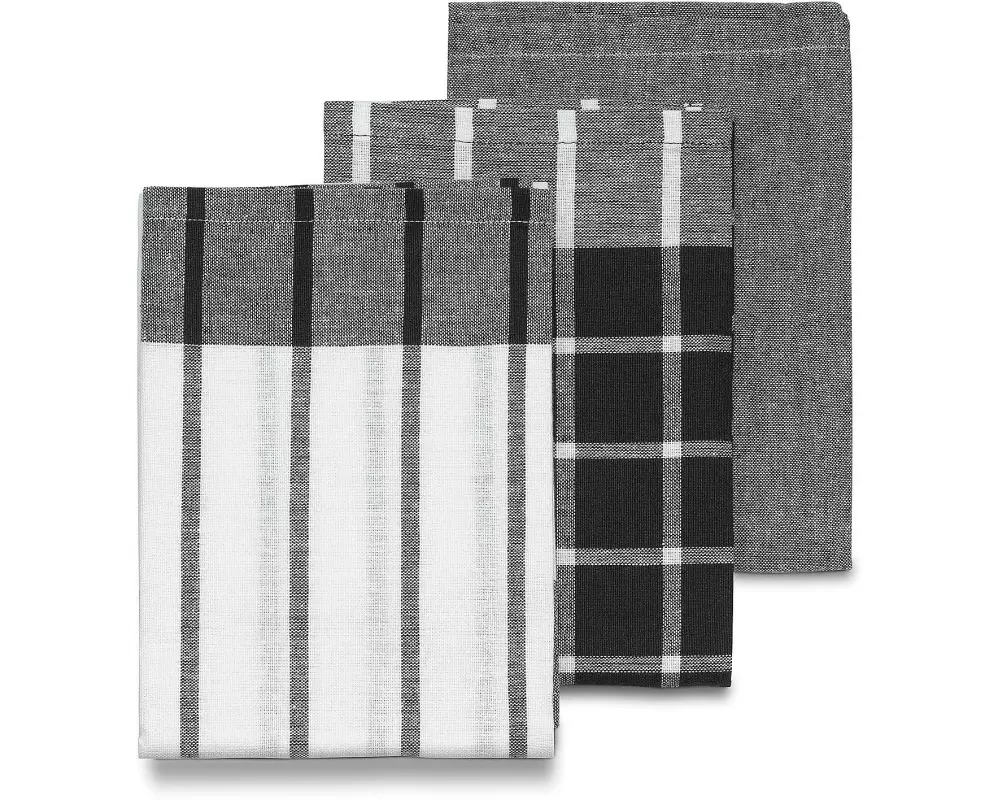 Kela Geschirrtuch-Set Pasado 3 Stück, Schwarz/Weiss