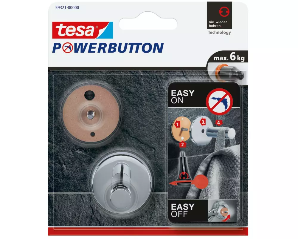tesa POWERBUTTON Chrom