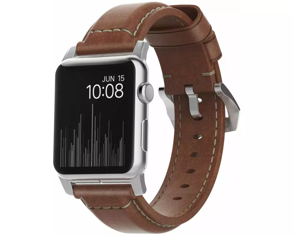 Nomad Lederarmband Traditional Strap Apple Watch Braun/Silber
