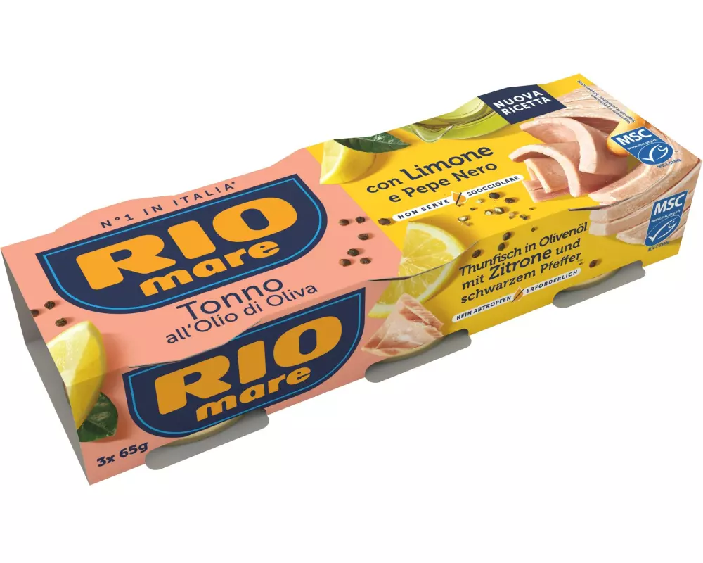 RIO mare Konserven Thunfisch Zitrone und Pfeffer 3 x 65 g