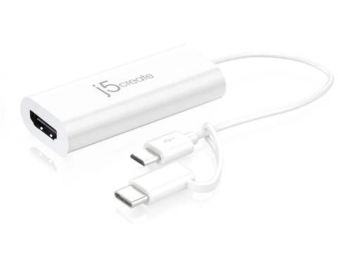 j5create JUA165C Android USB to HDMI Display Adapter, White