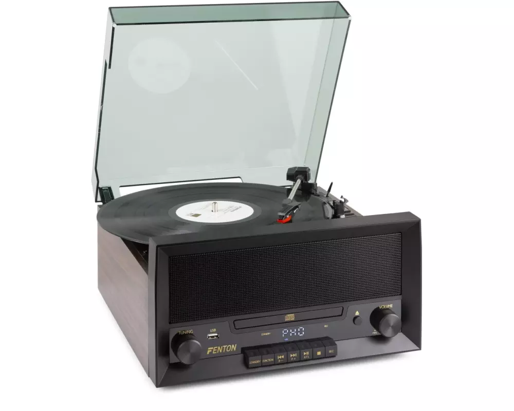 Fenton Plattenspieler mit Bluetooth RP135W Braun