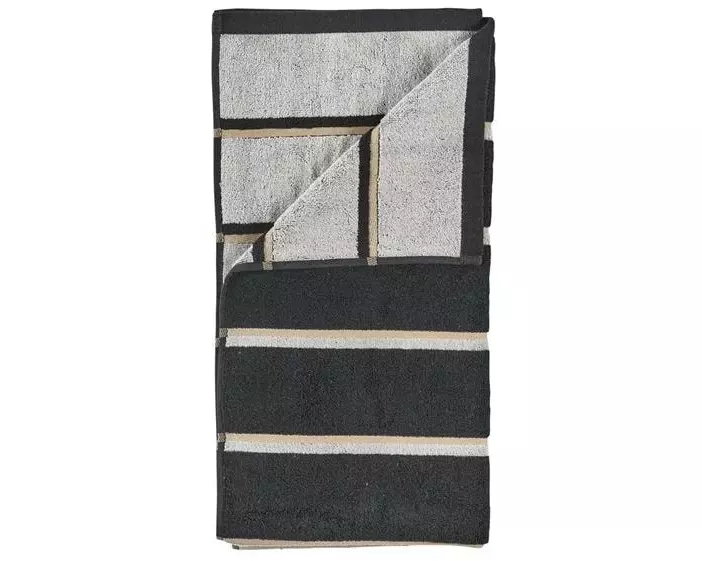 Zone Denmark Duschtuch 70 x 140 cm Schwarz/Weich Grau/Kamel