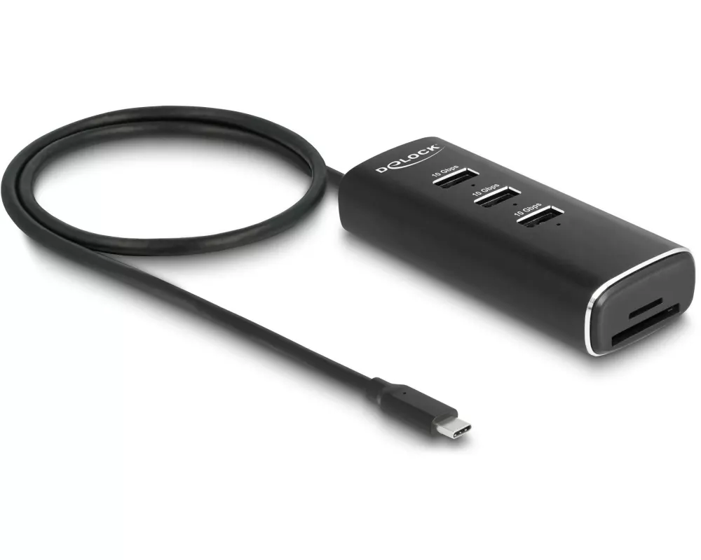 Delock USB-Hub 3x USB A/1x USB C 10Gbps und 1x mircoSD/SD