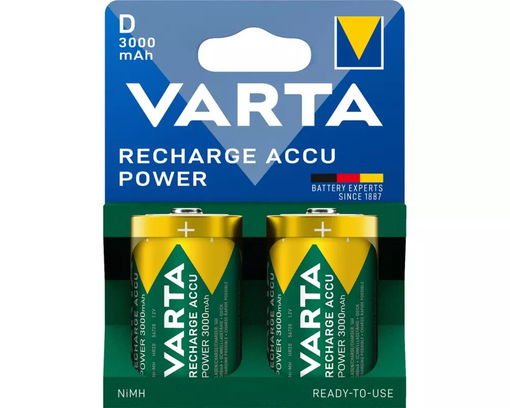 Varta Akku Power NiMH D 3000 mAh, 2 Stück