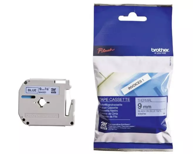 Brother Beschriftungsband M-K521 Schwarz auf Blau