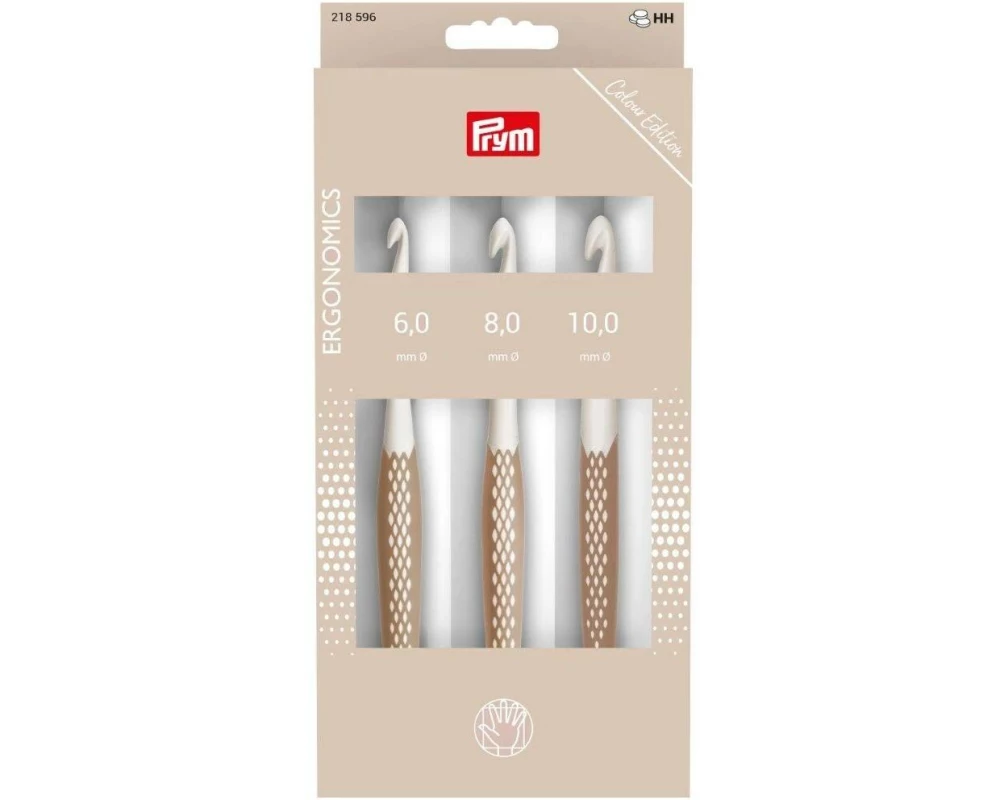 Prym Ergonomics Häkelnadel Wolle, 6, 8, 10 mm, Taupe