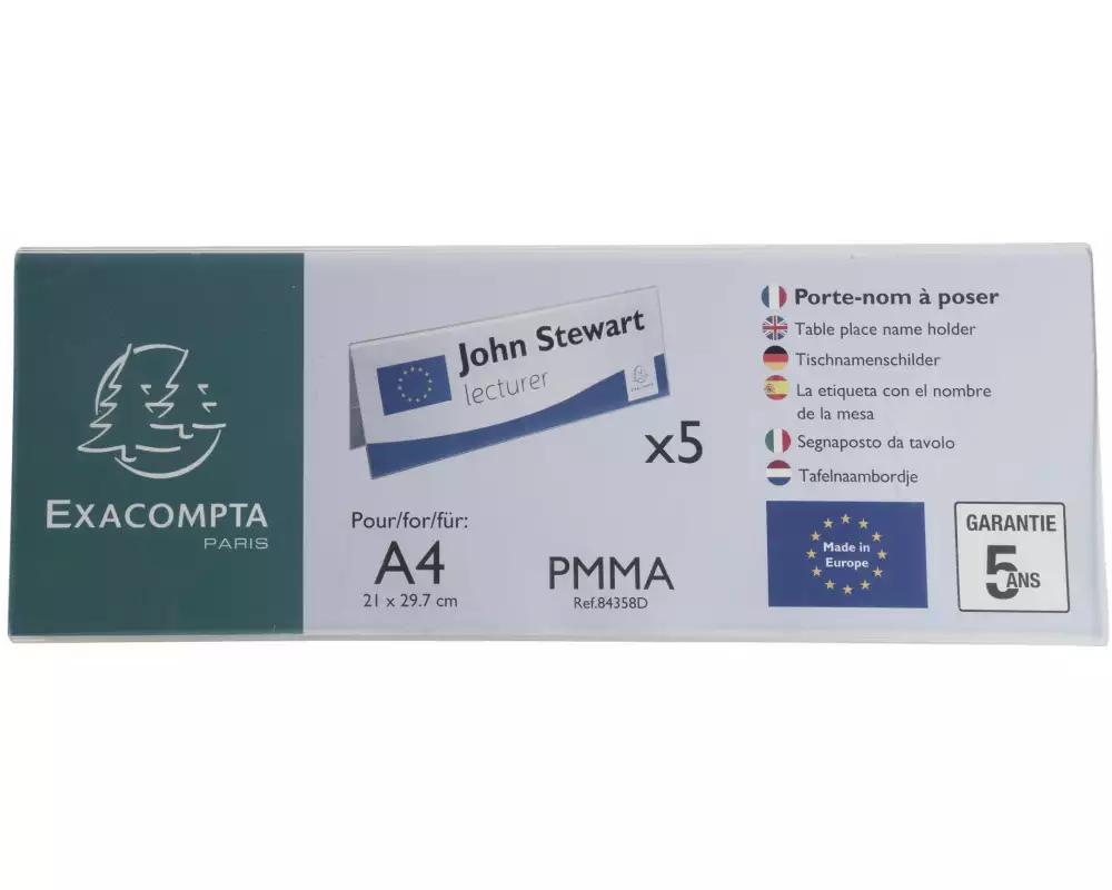Exacompta Namensschild A4, 5 Stück