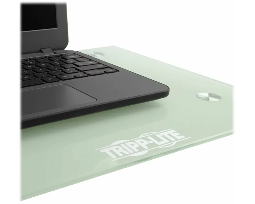 EATON TRIPPLITE Premier Rolling TV Cart for 37inch to 70inch Displays Frosted Glass Base and Shelf Locking Casters White