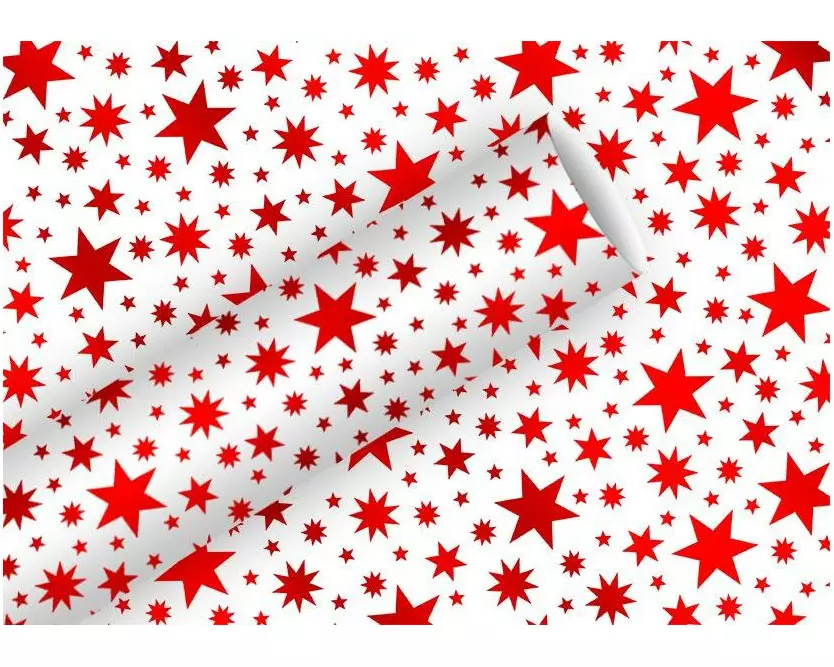Braun + Company Geschenkpapier Beautiful Stars 70 cm x 1.5 m, Rot