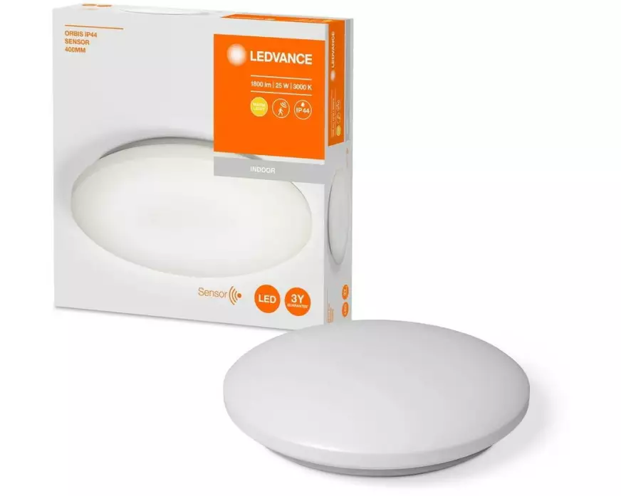 Ledvance Deckenleuchte ORBIS Sensor, 22 W, Ø 40 cm, Weiss