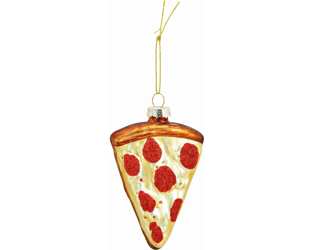 G. Wurm Weihnachtskugel Pizzastück 7 x 10 x 2 cm, Gold