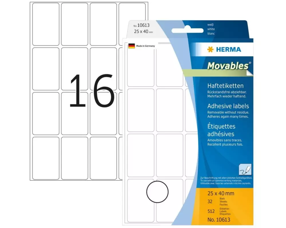 HERMA Vielzweck-Etiketten Movables 25 x 40 mm, 512 Etiketten
