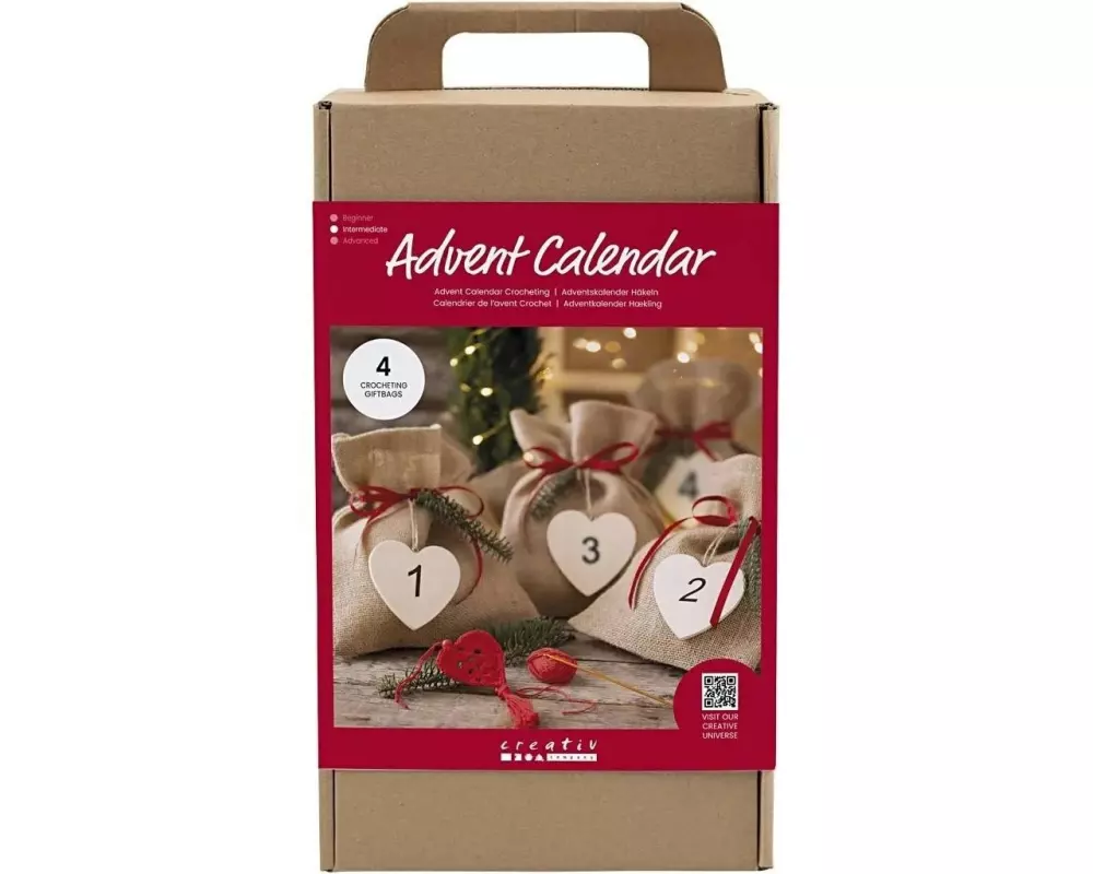 Creativ Company Adventskalender Bastelset Häkeln, 4 Stück
