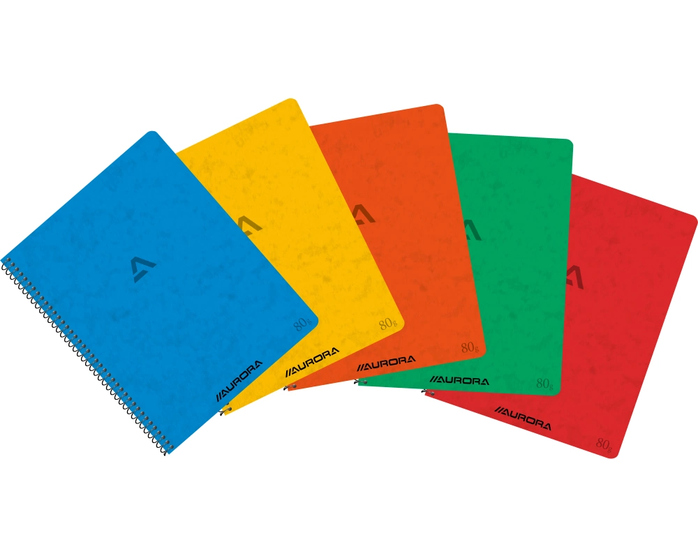 AURORA Spiralheft 21x16,5cm 2160KQ5 assortiert, kariert 5mm 120 S.