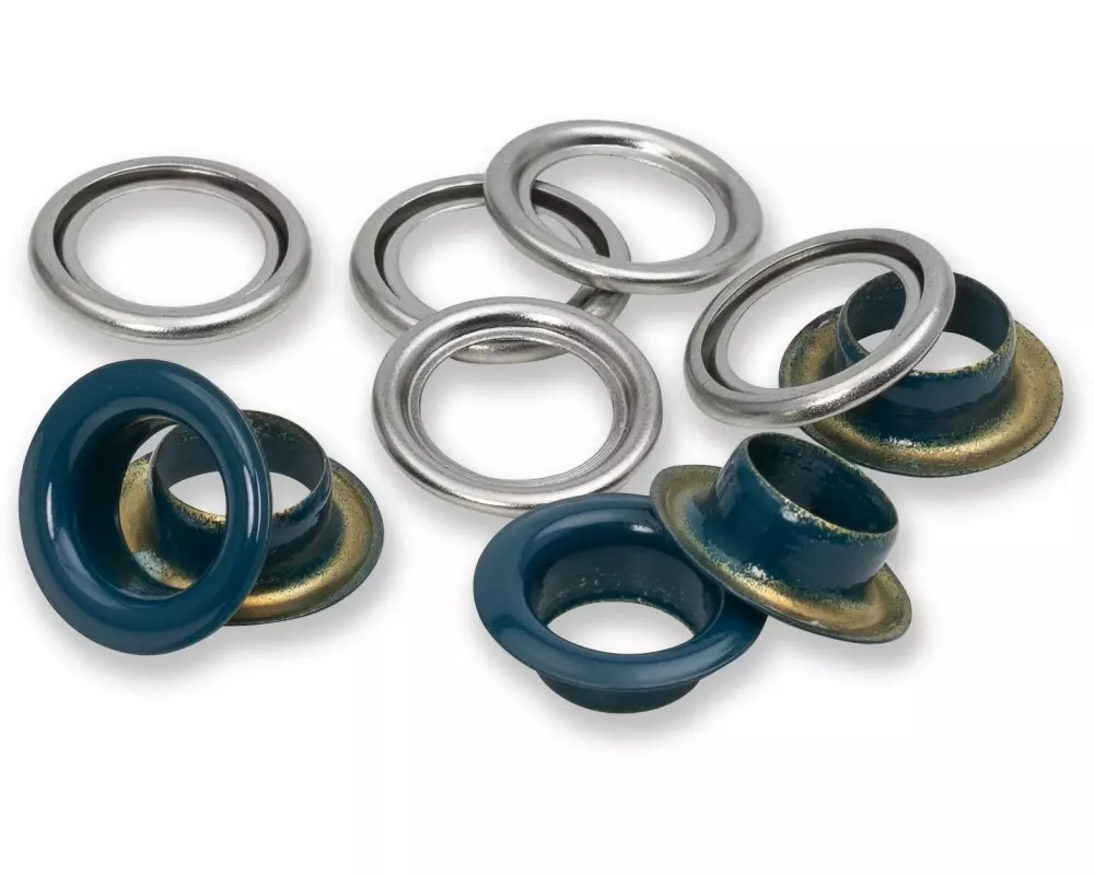 Prym Ösen mit Scheiben 20 Stück, Marine-Silber