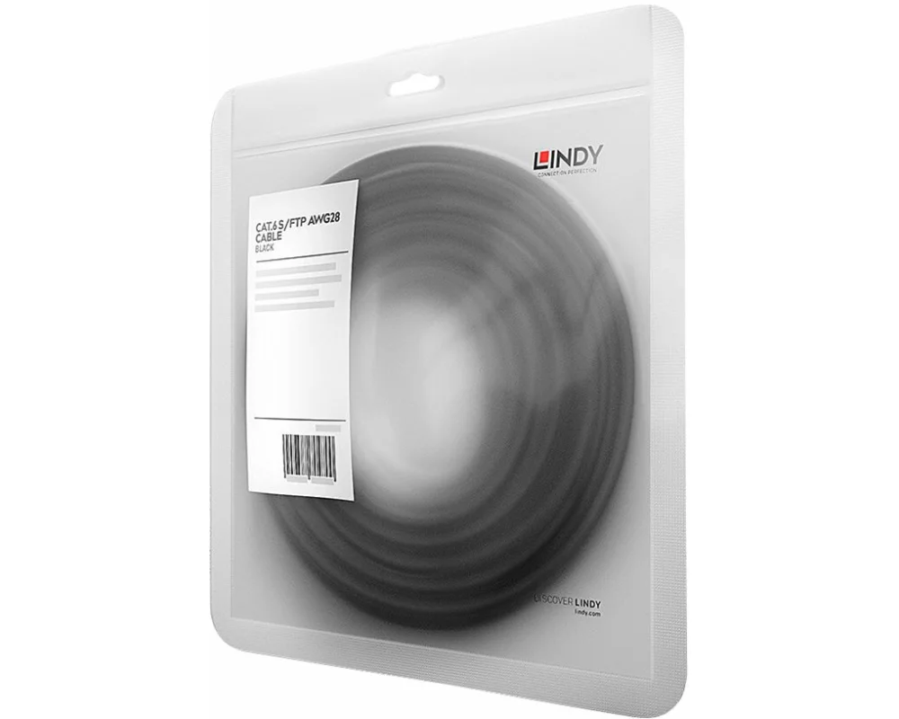LINDY Basic Cat.6 S/FTP Cable, black, 0,5m Patchcable