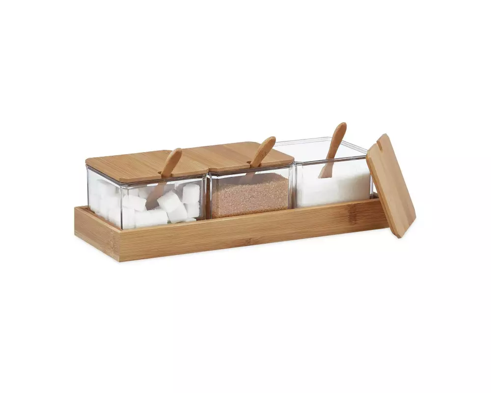 relaxdays Zuckerdose 400 ml, 3 Stück, Braun