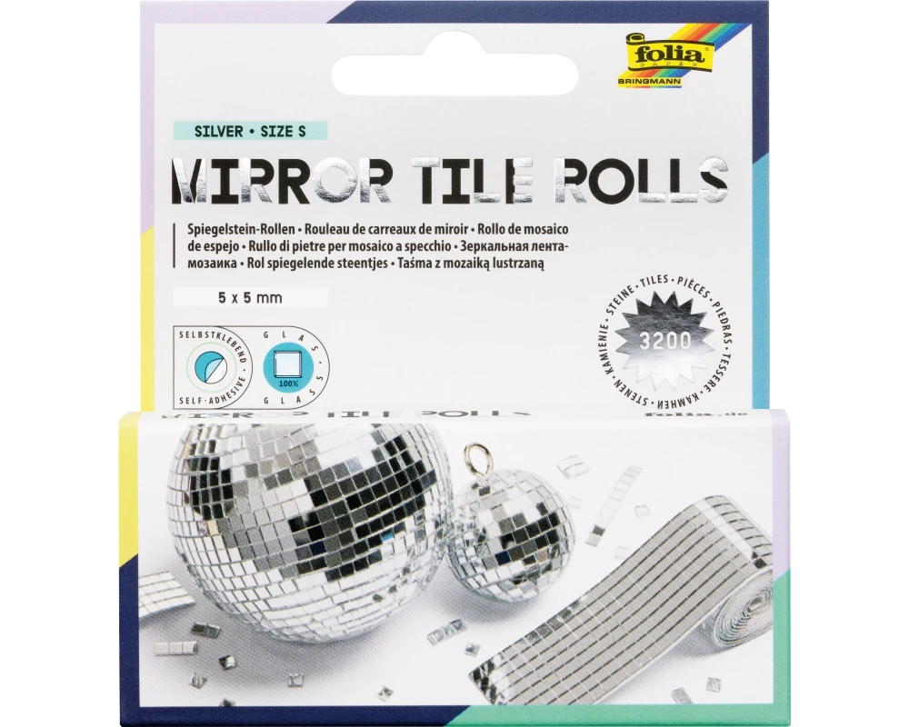 FOLIA Spiegelsteine 5x5mm 540560 2 Rollen á 4cmx1m