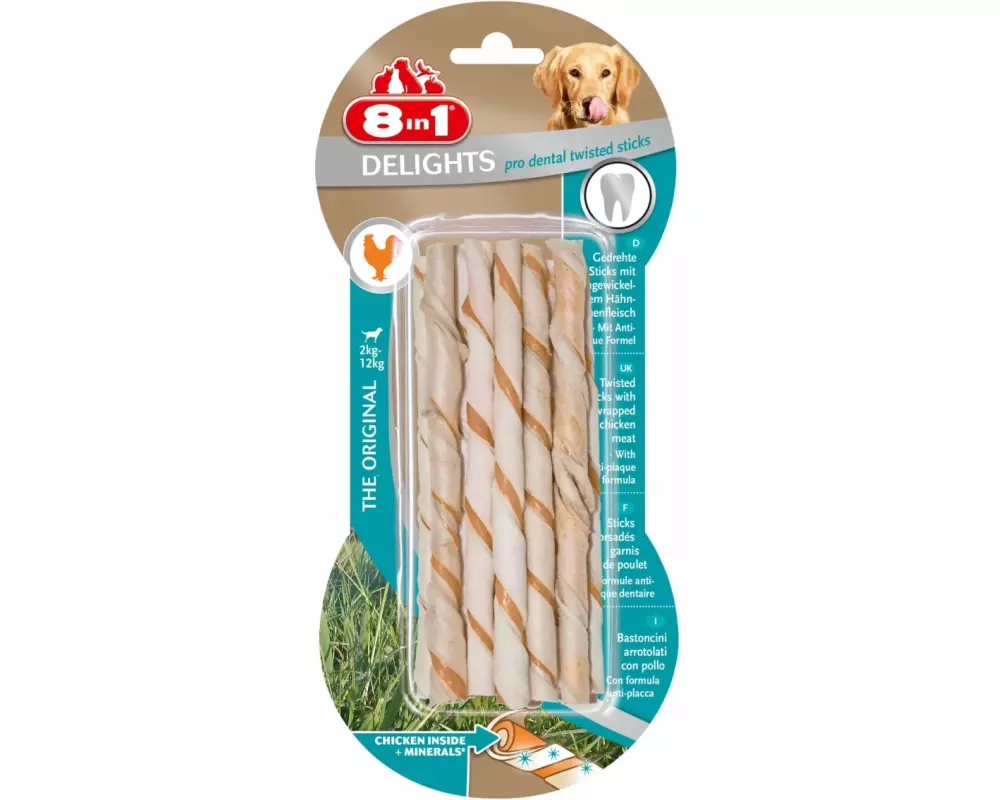 8in1 Kausnack Delights Pro Dental Twisted Sticks, 10 Stk., 55 g