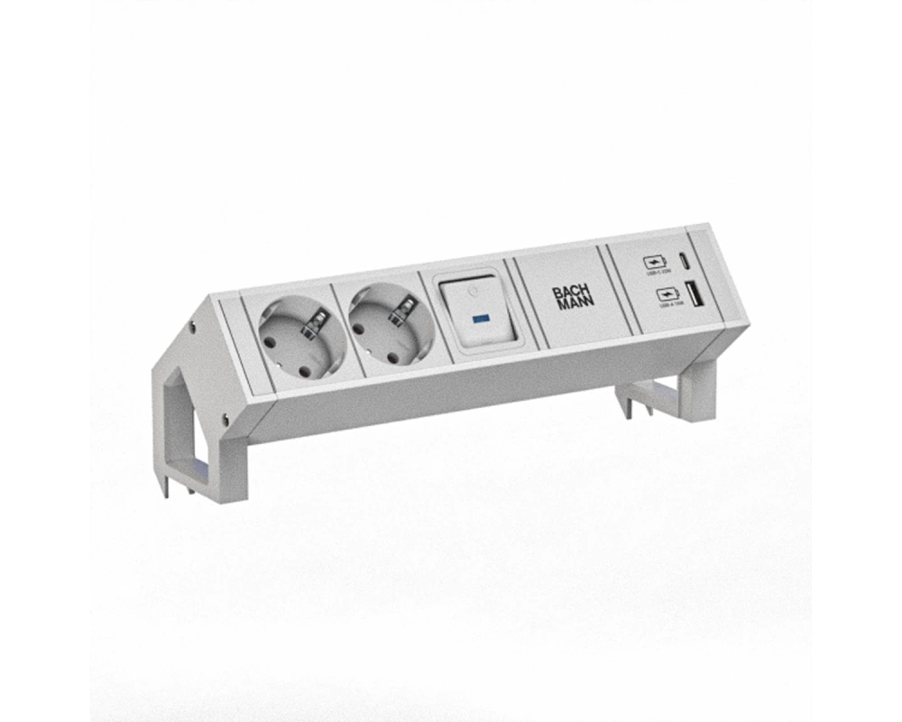 BACHMANN DESK2 white 2xCEE7/3 1xUSB A/C 22W 0,2m GST18