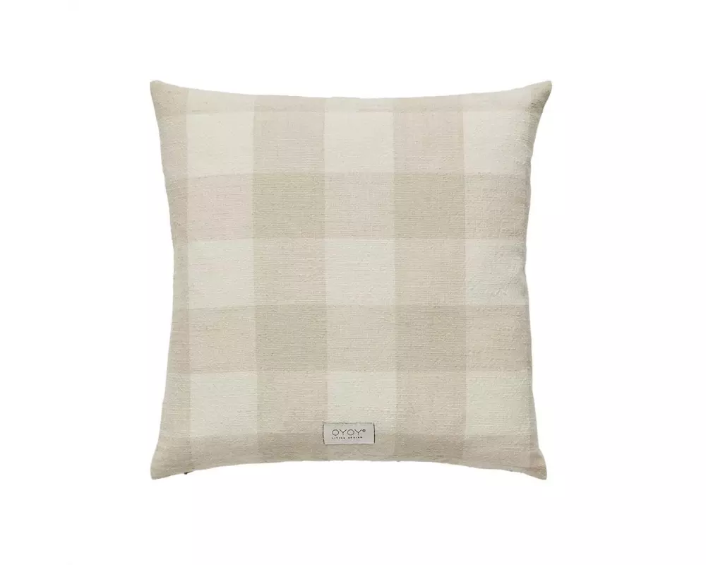 OYOY Kissenbezug Chess Square 48 x 48 cm, Beige/Weiss