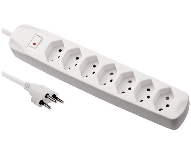 S-ELECTRO Steckdosenleiste 85.110.7WS 7x T13 mit Schalter, weiss