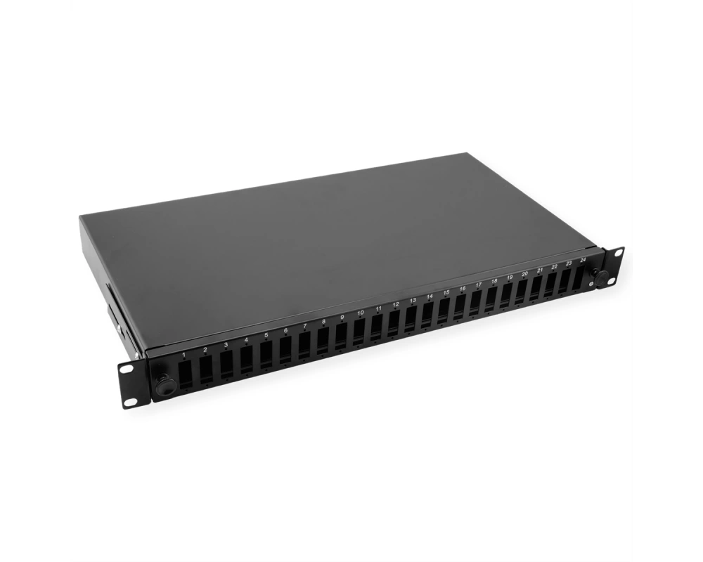 VALUE 19-Zoll-Spleißbox leer 1 HE, 24x SC DX / LC 4-fach, ausziehbar