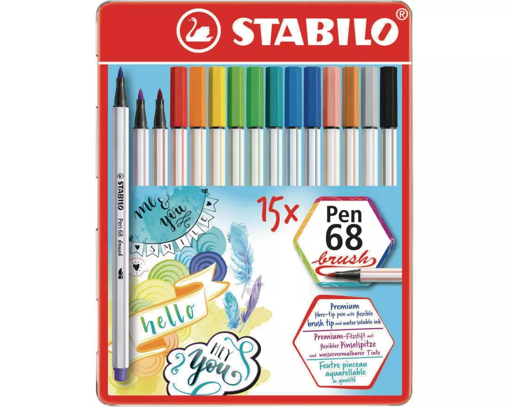 STABILO Filzstift Pen 68 15 Stück, Metalletui